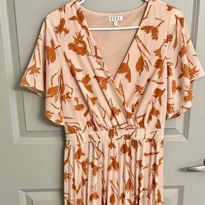 VICI Orange floral pleated dress size S